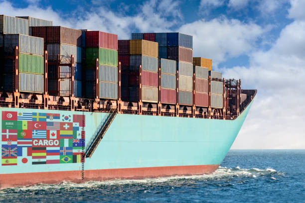 Container Cargo ship in the ocean Container Cargo ship in the ocean. package delivery in nigeria stock pictures, royalty-free photos & images